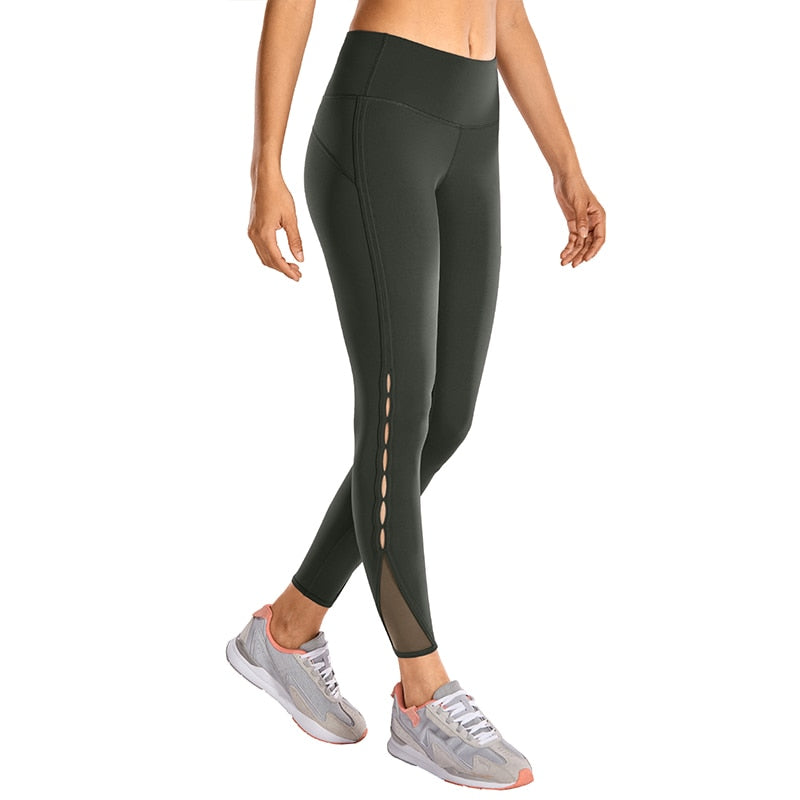 CRZ YOGA Women&#39;s High Waisted Workout Pants 7/8 Yoga Leggings with Hole - Naked Feeling - 25 Inches