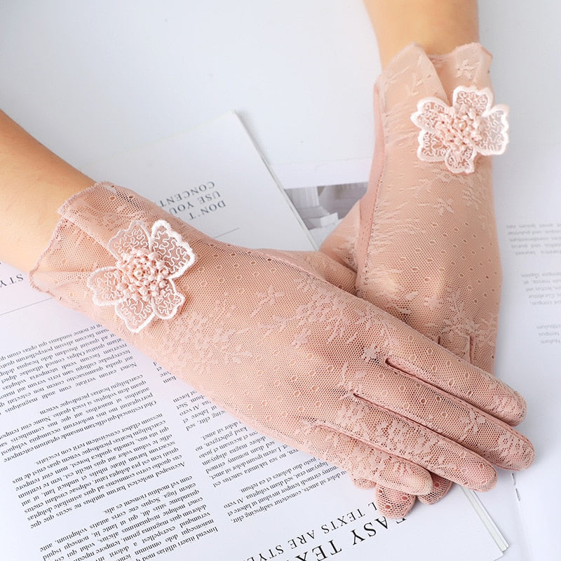 Sunscreen Lace Gloves Women Summer Spring Women Touch Screen Anti Uv Slip Resistant Driving Gloves Breathable Guantes