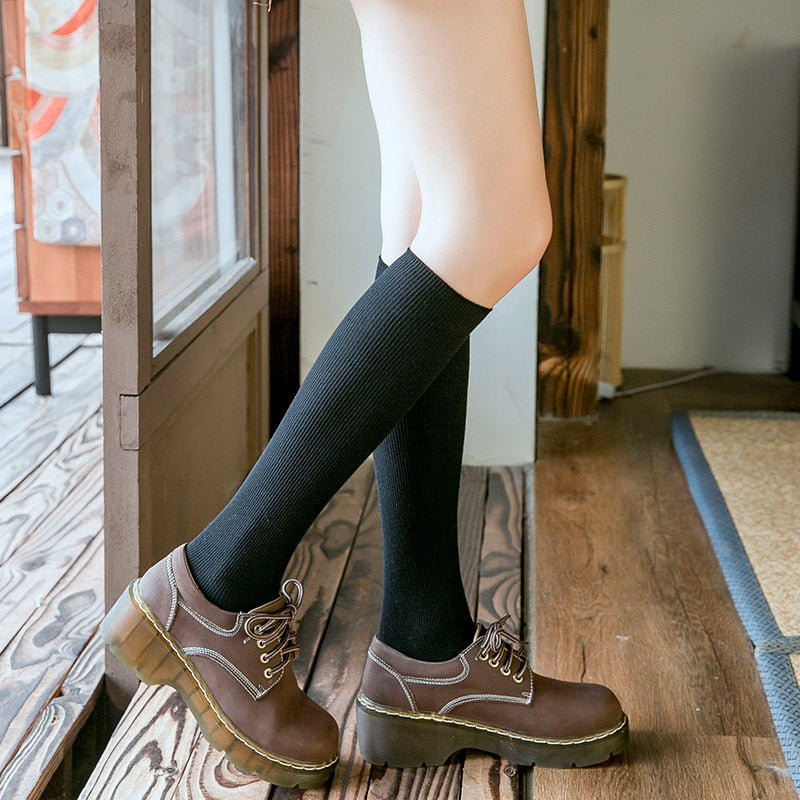 10 Colors Autumn New Women's Socks Cotton Winter Long Socks Harajuku Female Trick Warm Solid Color Sock Casual Ladies Sox