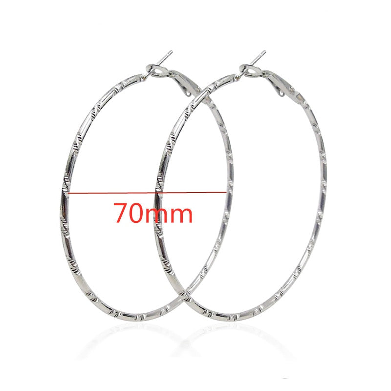 40mm 60mm 70mm 80mm Exaggerate Big Smooth Circle Hoop Earrings Brincos Simple Party Round Loop Earrings for Women Jewelry