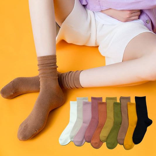 New Women&#39;s Cotton Colorful Fashion Casual High Quality Breathable Solid Color Socks Cheap Wholesale 5 Pair