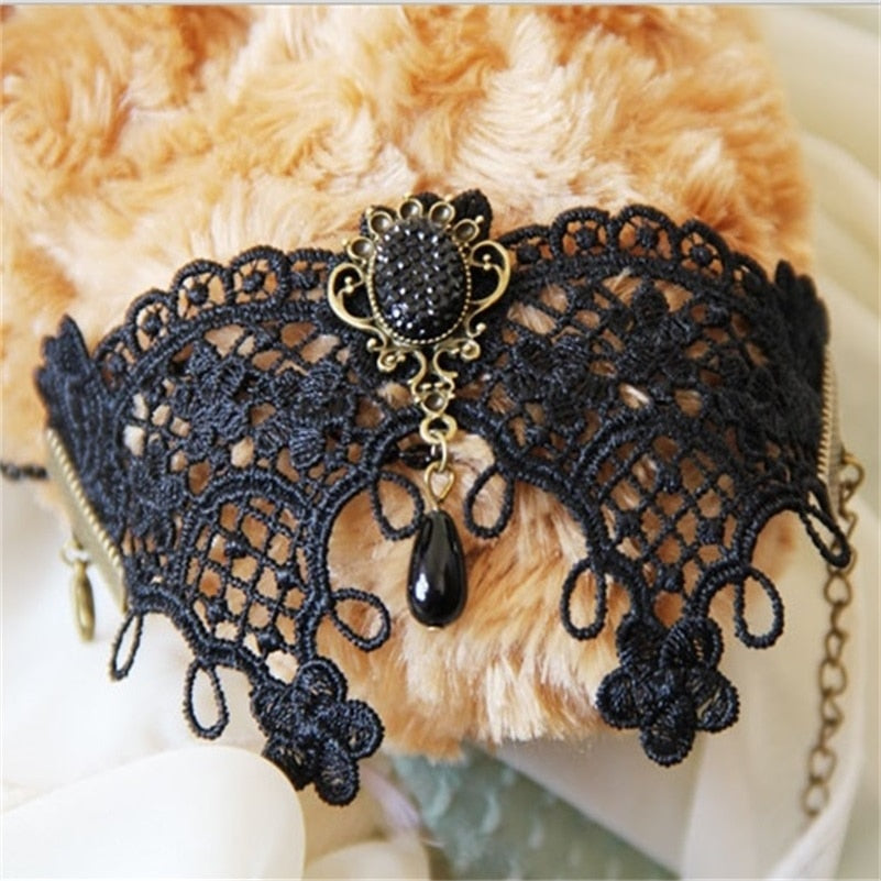 YiYaoFa Vintage Black Lace Bracelets &amp; Bangles for Women Wrist Jewelry Handmade Women Accessories Gothic Party Jewelry LB-01