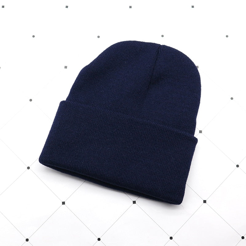 Solid Unisex Beanie Fall/Winter Wool Blend Soft Warm Knit Hat Men's Women's SkullCap Hat Gorro Ski Cap Beanie  ski mask red