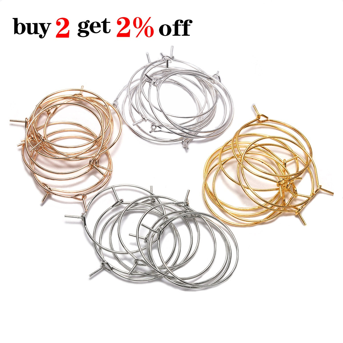 20-50pcs/lot 20 25 30 35 mm  KC Gold Hoops Earrings Big Circle Ear Wire Hoops Earrings Wires For DIY Jewelry Making Supplies