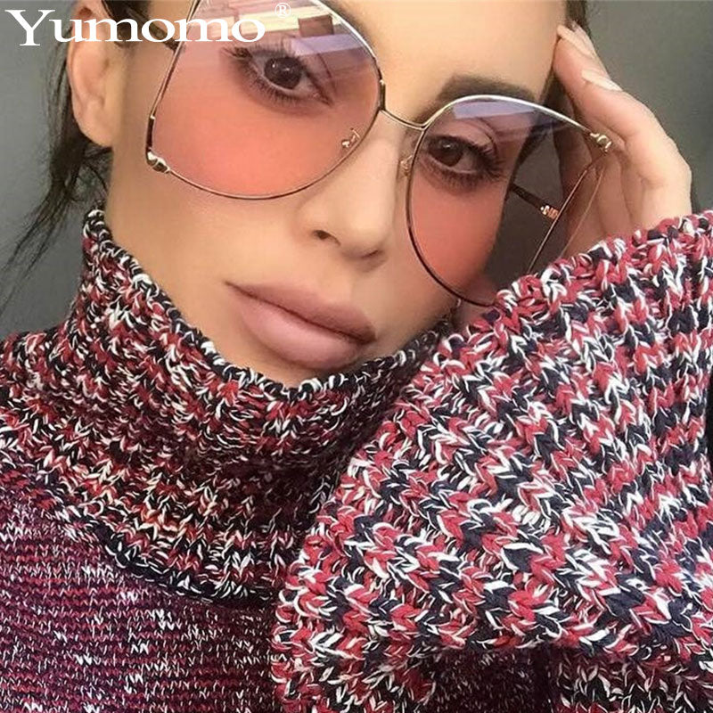 Sunglasses Women Decoration Brand Designer Half Frame Female Oversized Sun Glasses Women Clear Shade oversized Sunglasses