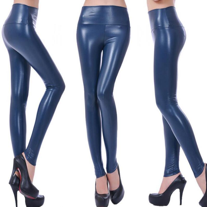 INDJXND Sexy Legging Punk Black Skinny Pants Fashion High Waist Stretch Push Up Wet Look Ankle-Length Gym Clothing Dropshipping