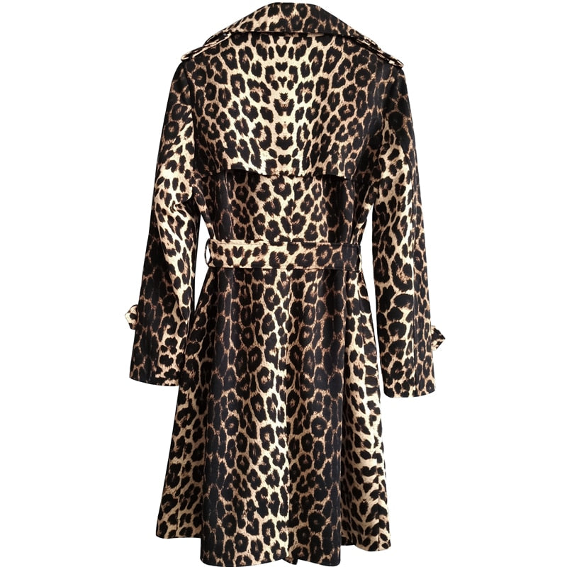 British Leopard Femme Trench Coat Women 2020 Spring Autumn New Fashion Slim With Belt Double Breasted Long Windbreaker G006