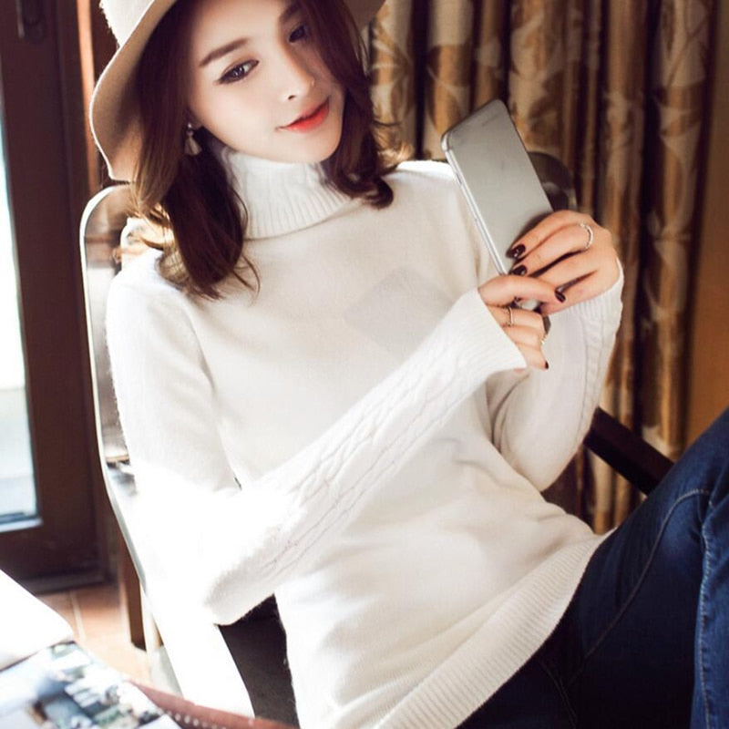 Turtleneck Sweater Women 2019 Winter Thick Warm Women Pullovers And Sweaters     Knitted Elasticity Fashion Female Jumper Tops