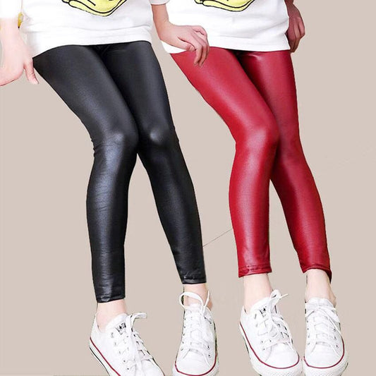 Faux PU Leather Teens Children Kids Girls Leggings Thin Skinny Pencil Pants Spring Autumn Baby Girl Clothes