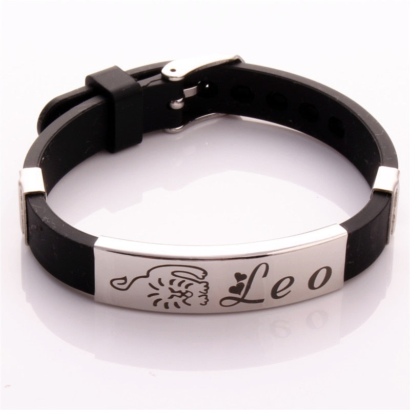 12  Zodiac Sign Bracelet for Men Women Stainless Steel Clasps Zodiac Silicone Bracelet Men Women Couple Bracelets