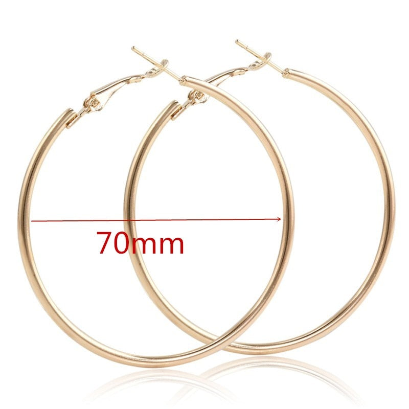 40mm 60mm 70mm 80mm Exaggerate Big Smooth Circle Hoop Earrings Brincos Simple Party Round Loop Earrings for Women Jewelry