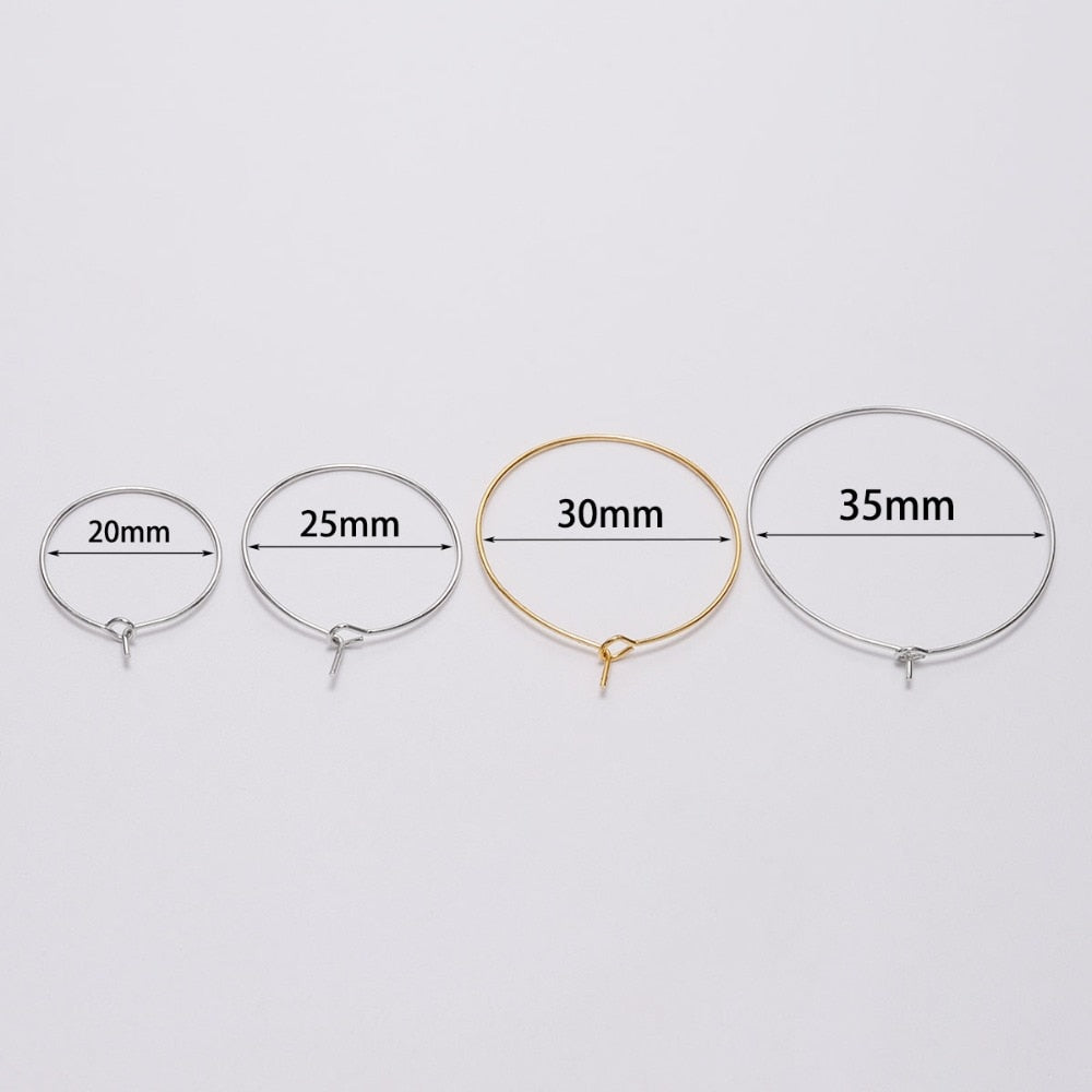 20-50pcs/lot 20 25 30 35 mm  KC Gold Hoops Earrings Big Circle Ear Wire Hoops Earrings Wires For DIY Jewelry Making Supplies