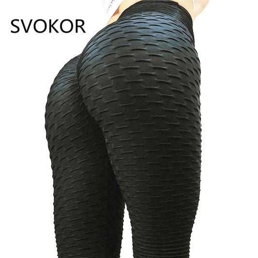 SVOKOR Black Leggings Women Polyester Ankle-Length Standard Fold Pants Elasticity Keep Slim Push Up Fitness Female Legging