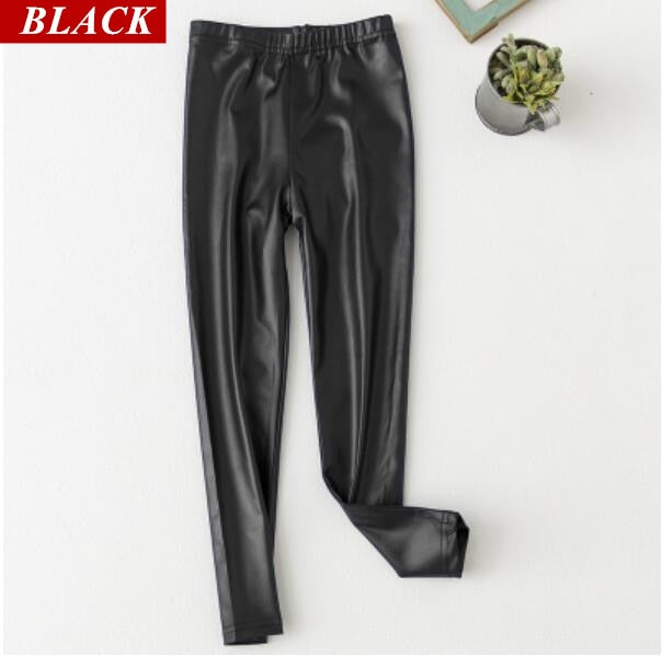 Faux PU Leather Teens Children Kids Girls Leggings Thin Skinny Pencil Pants Spring Autumn Baby Girl Clothes