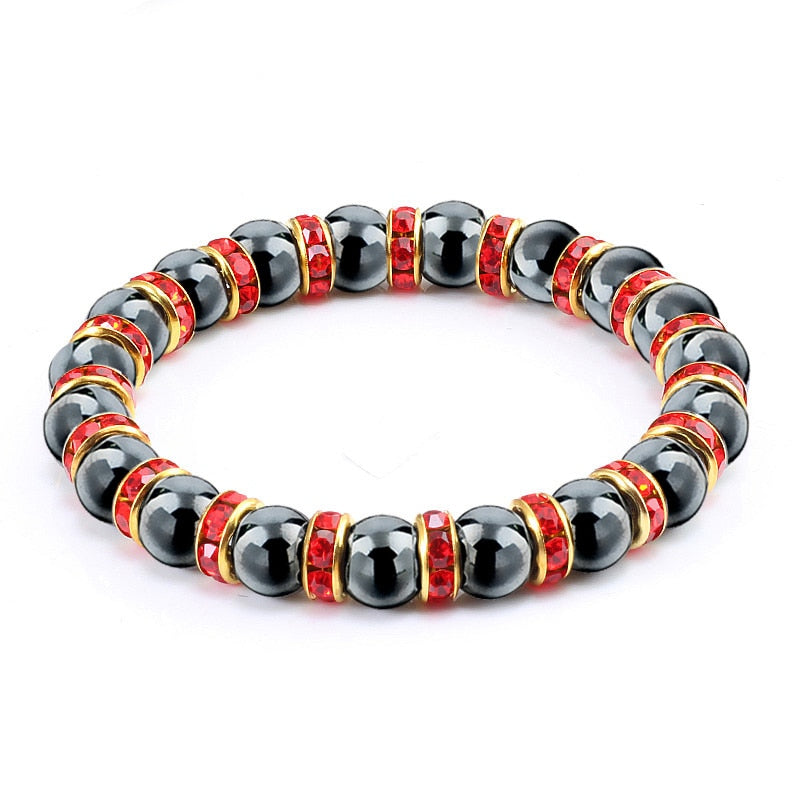 Natural Stone Men's Bracelets Charm Women Lucky Hematite Crystal Beads Bracelets Couple Distance Bangles Elastic Energy Jewelry