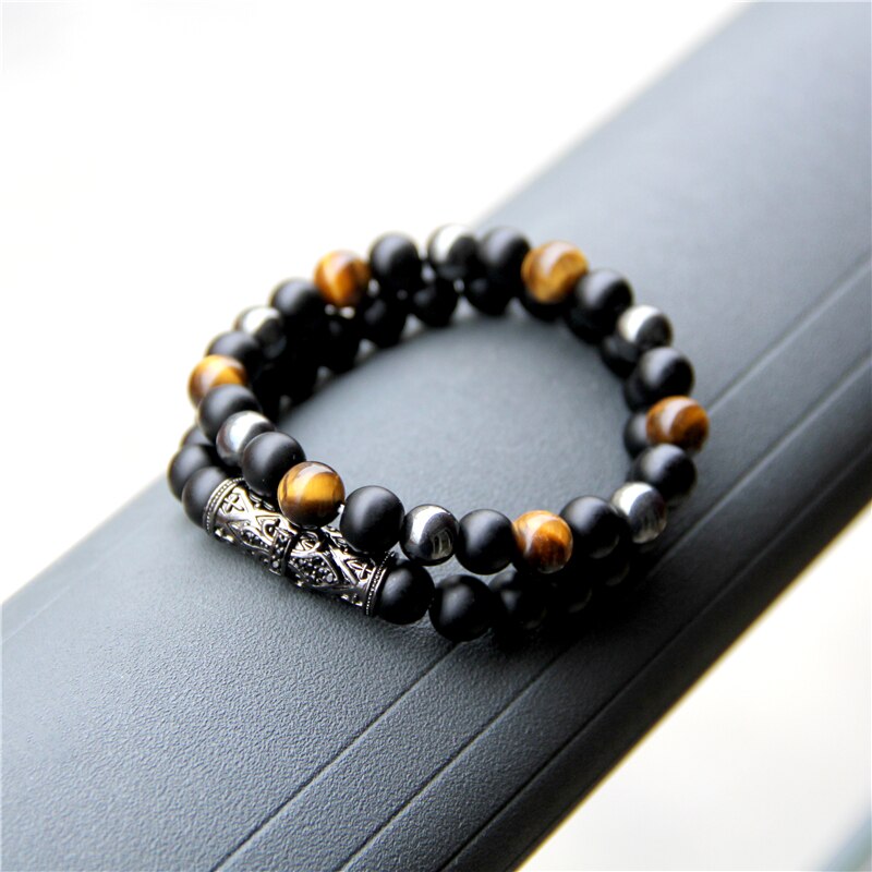 Bracelets Men Natural Black Onyx Hematite Tiger Eye Beads Bracelets for Women Energy Jewelry Bracelets oeil du tigre Bijoux