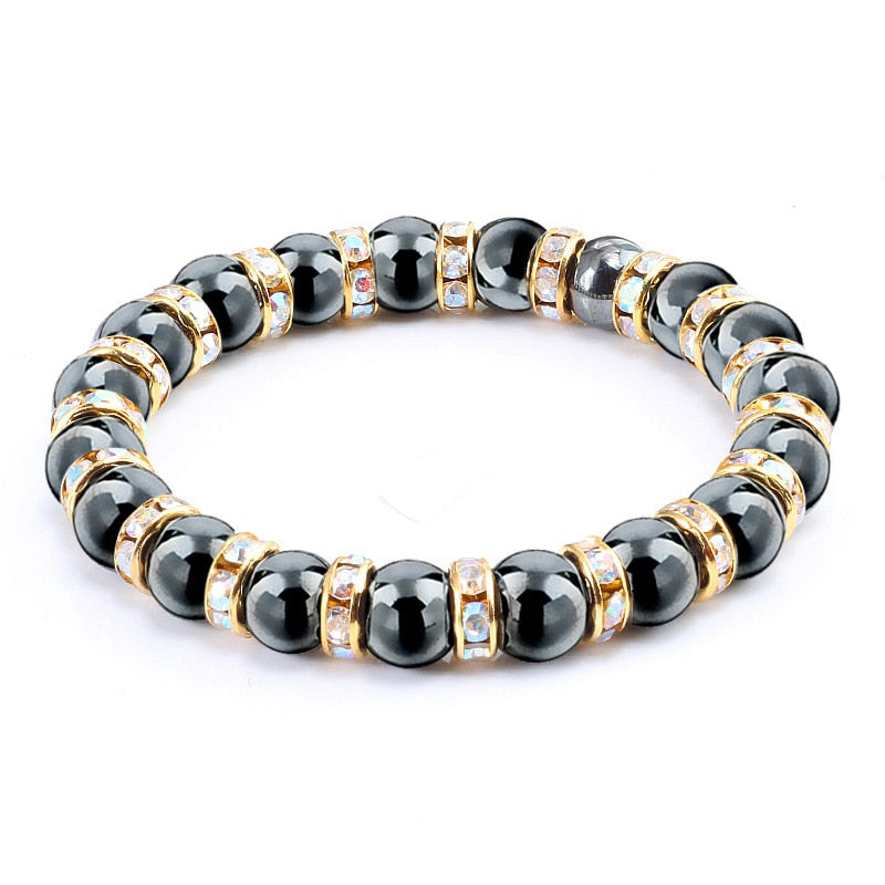 Natural Stone Men's Bracelets Charm Women Lucky Hematite Crystal Beads Bracelets Couple Distance Bangles Elastic Energy Jewelry