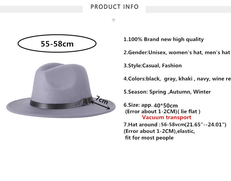 free shipping 2022 new Fashion men fedoras women&#39;s fashion jazz hat summer spring black woolen blend cap outdoor casual hat X XL