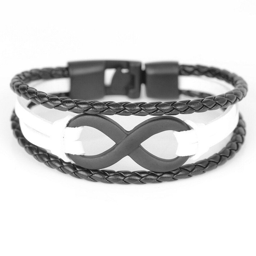 TYO Brand Vintage Symbol Infinity Charm Bracelet Bangle Classic Buckle friendship Genuine Leather Men Women Bracelets