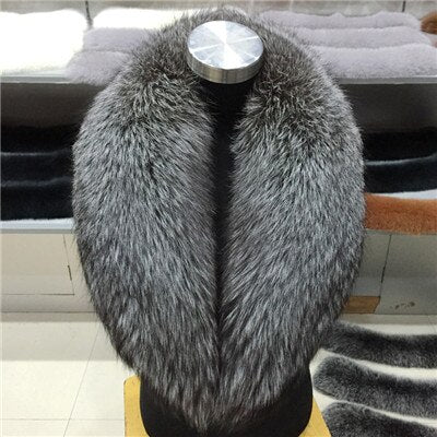 Winter Women Real silver Fox Fur Collar Fur Scarf Neck Warmer Wrap