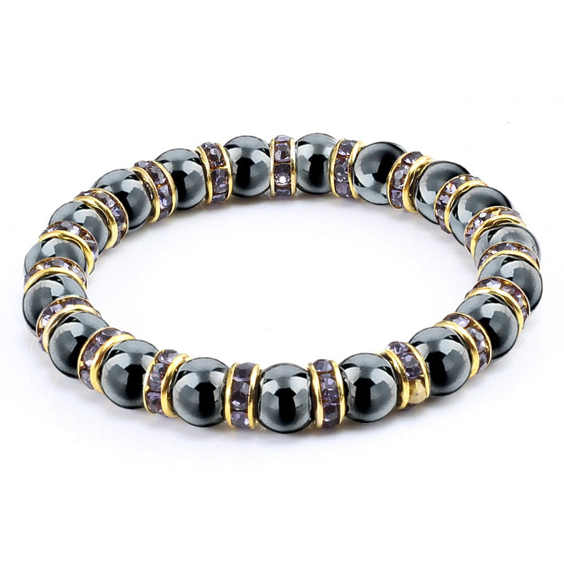 Natural Stone Men's Bracelets Charm Women Lucky Hematite Crystal Beads Bracelets Couple Distance Bangles Elastic Energy Jewelry