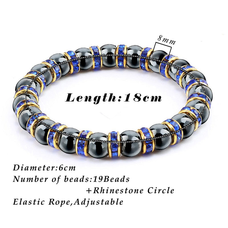 Natural Stone Men's Bracelets Charm Women Lucky Hematite Crystal Beads Bracelets Couple Distance Bangles Elastic Energy Jewelry