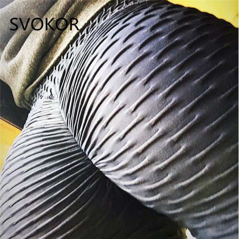 SVOKOR Black Leggings Women Polyester Ankle-Length Standard Fold Pants Elasticity Keep Slim Push Up Fitness Female Legging