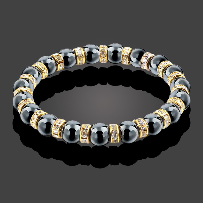 Natural Stone Men's Bracelets Charm Women Lucky Hematite Crystal Beads Bracelets Couple Distance Bangles Elastic Energy Jewelry