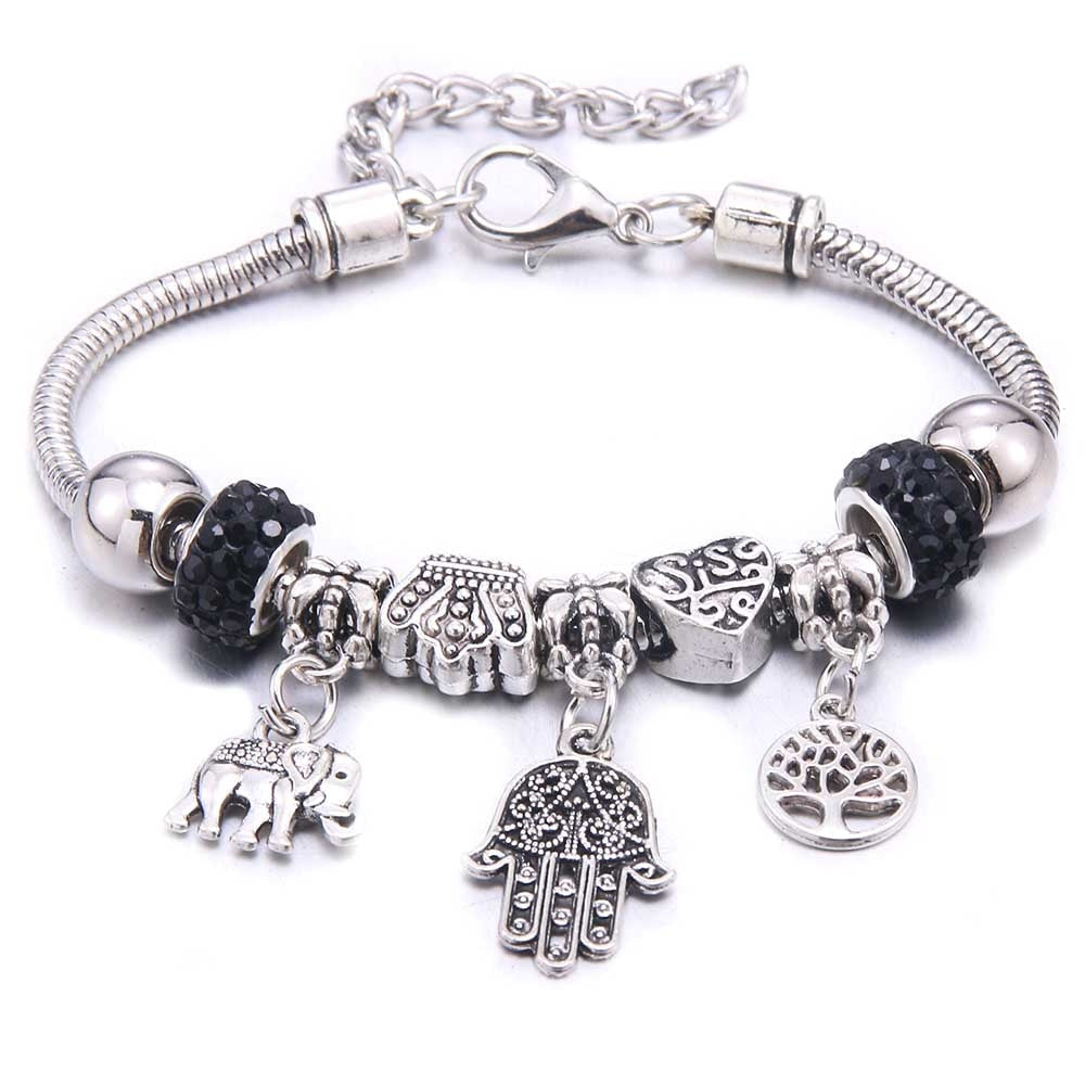 Charm Bracelet & Bangles Jewelry white butterfly Crown Beads Bracelets Brands Bracelets Fit Women Girl Friendship Gift