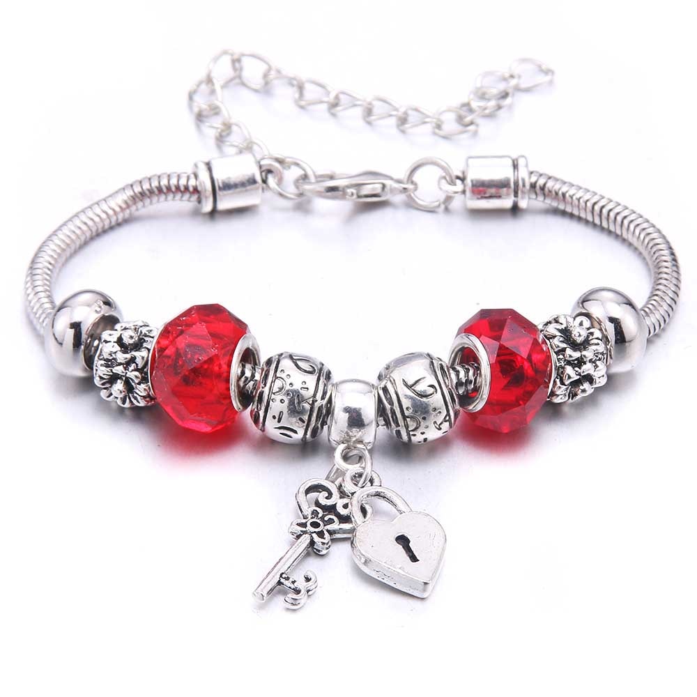 Charm Bracelet & Bangles Jewelry white butterfly Crown Beads Bracelets Brands Bracelets Fit Women Girl Friendship Gift