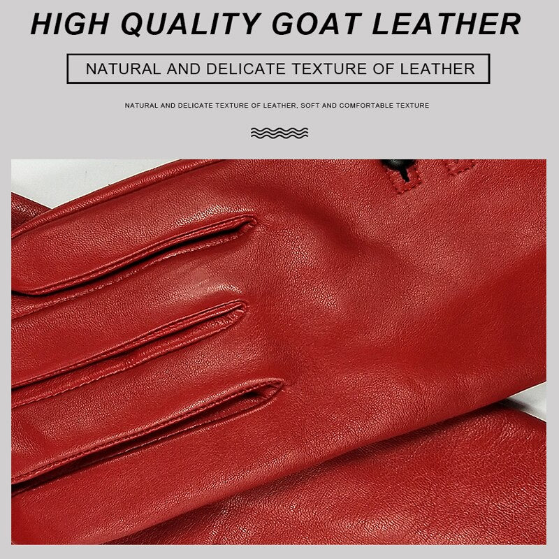 CHING YUN New Women Gloves Genuine Leather Winter Autumn Ladies Fashion Brand High quality goat skin Warm 6 buckle gloves woman