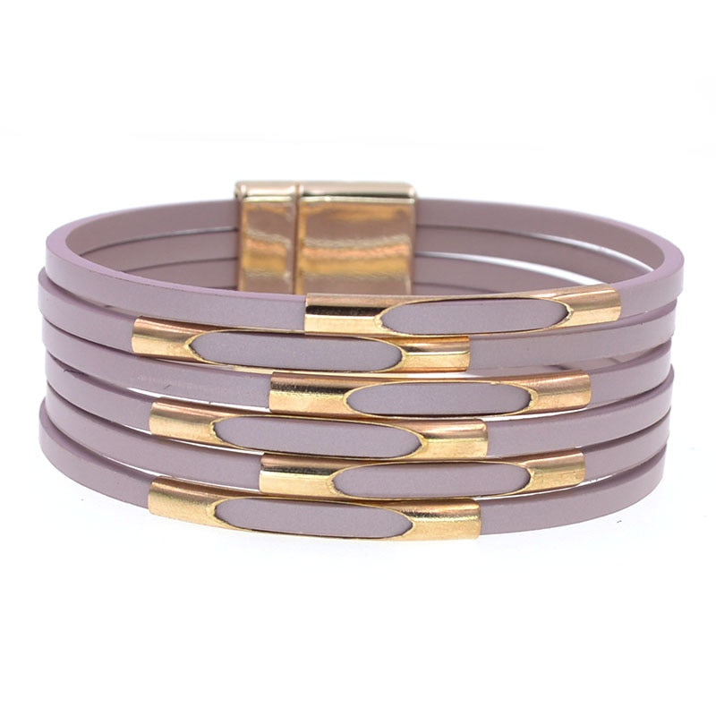 WELLMORE Leather Bracelets for Women 2020 Fashion Bracelets & Bangles Elegant Multilayer Wide Wrap Bracelet Jewelry wholesale