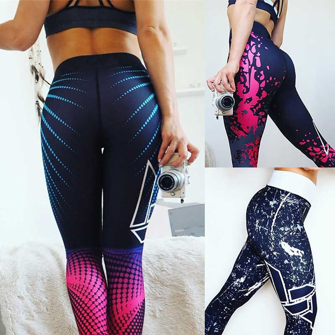 New Fashion Women High Waist Workout Leggings Printed Punk Women's Fitness Stretchy Trousers Casual Slim Pants Leggings 6 Styles