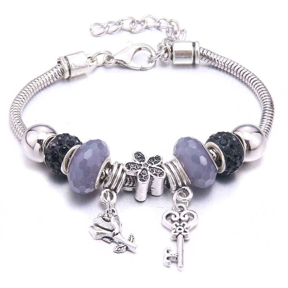 Charm Bracelet & Bangles Jewelry white butterfly Crown Beads Bracelets Brands Bracelets Fit Women Girl Friendship Gift