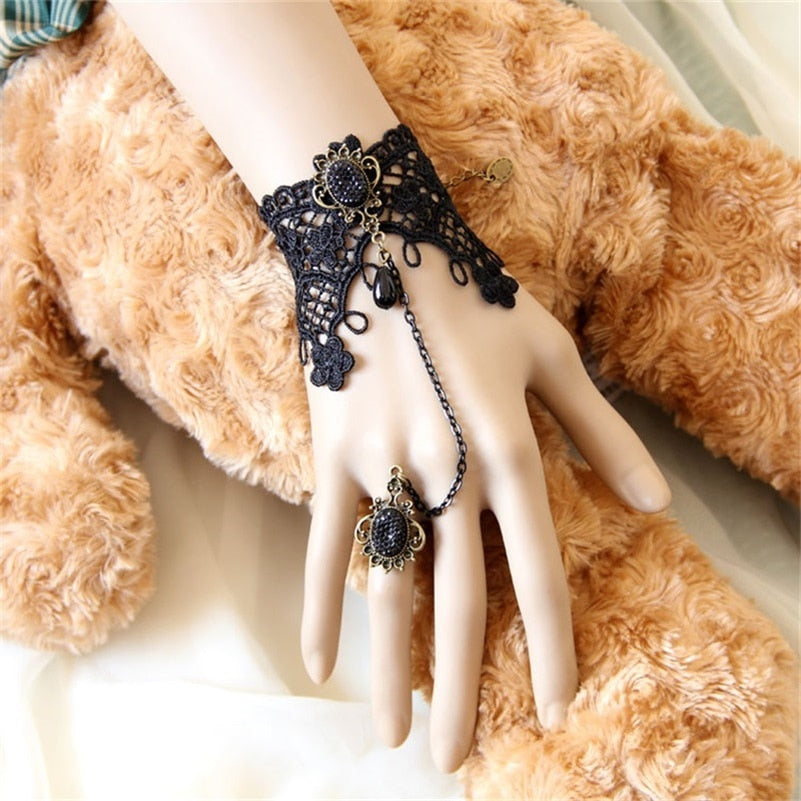 YiYaoFa Vintage Black Lace Bracelets &amp; Bangles for Women Wrist Jewelry Handmade Women Accessories Gothic Party Jewelry LB-01