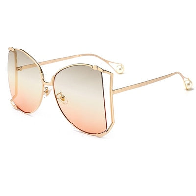 Sunglasses Women Decoration Brand Designer Half Frame Female Oversized Sun Glasses Women Clear Shade oversized Sunglasses