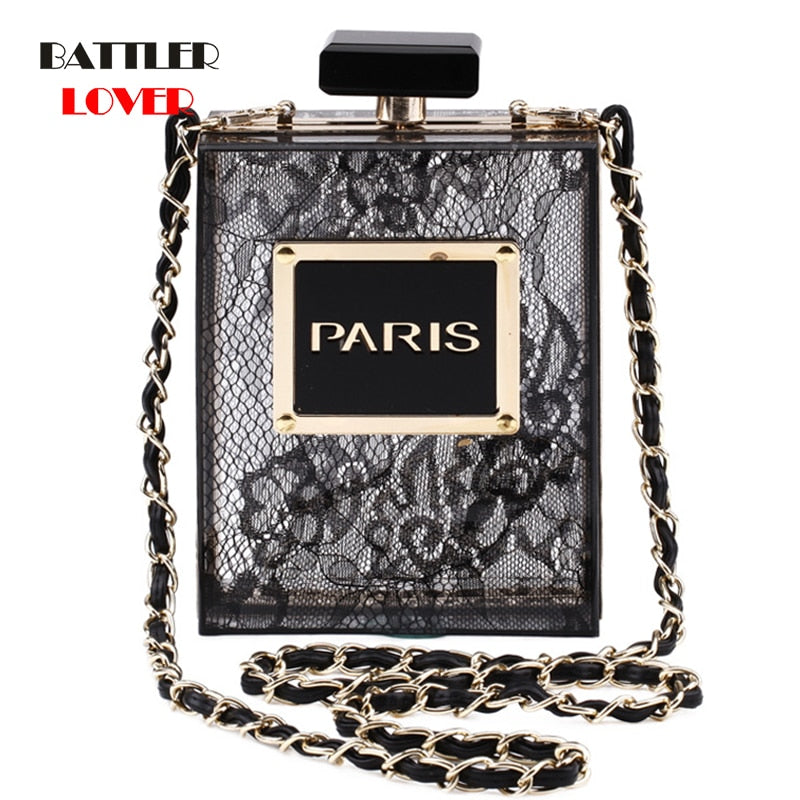 Transparent Bag Women Acrylic Casual Black Bottle Handbags for Female Wallet Paris Party Toiletry Wedding Clutch Evening Flaps