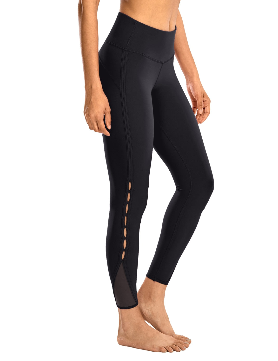 CRZ YOGA Women&#39;s High Waisted Workout Pants 7/8 Yoga Leggings with Hole - Naked Feeling - 25 Inches