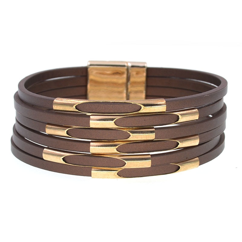 WELLMORE Leather Bracelets for Women 2020 Fashion Bracelets & Bangles Elegant Multilayer Wide Wrap Bracelet Jewelry wholesale