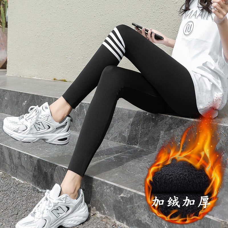 Women's Leggings Ants Shark Skin High Waist Hip Lifting Abdomen Black Winter Warm Thickened Elastic Yoga Pants Plush Lining