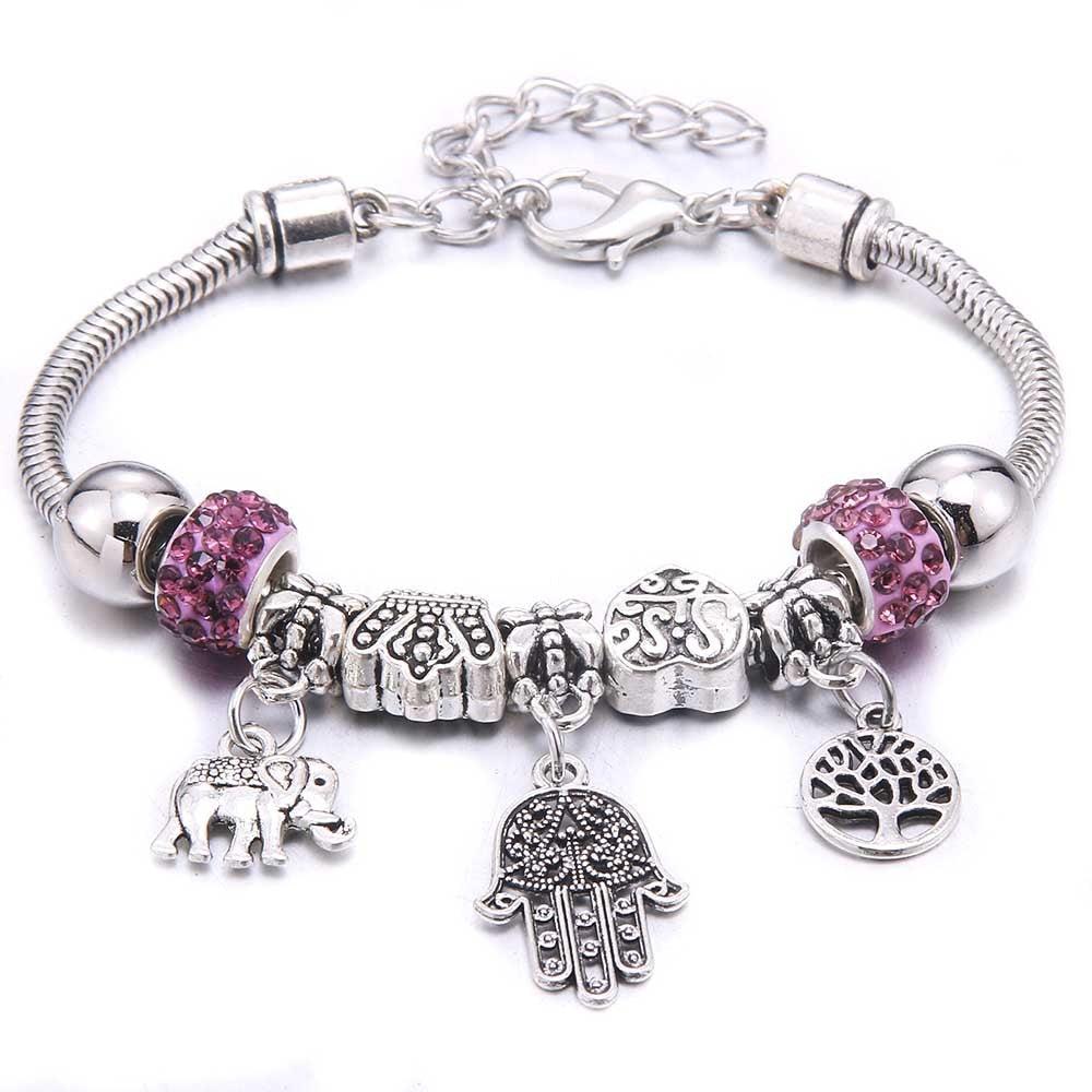 Charm Bracelet & Bangles Jewelry white butterfly Crown Beads Bracelets Brands Bracelets Fit Women Girl Friendship Gift