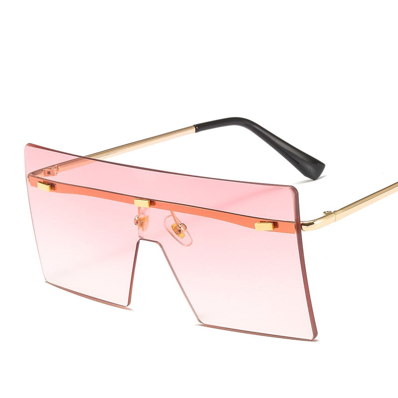 Rimless Oversized Sunglasses Women 2020 Gradient Square Sunglasses Brand Designer Men Retro Small Yellow Glasses Sunnies UV400