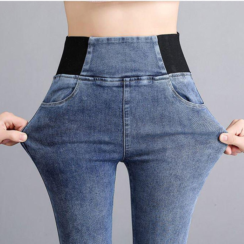 Oversize jeans women plus size 26-38 skinny denim pencil pants high waist black Stretch Waist trousers ladies retro Jeans