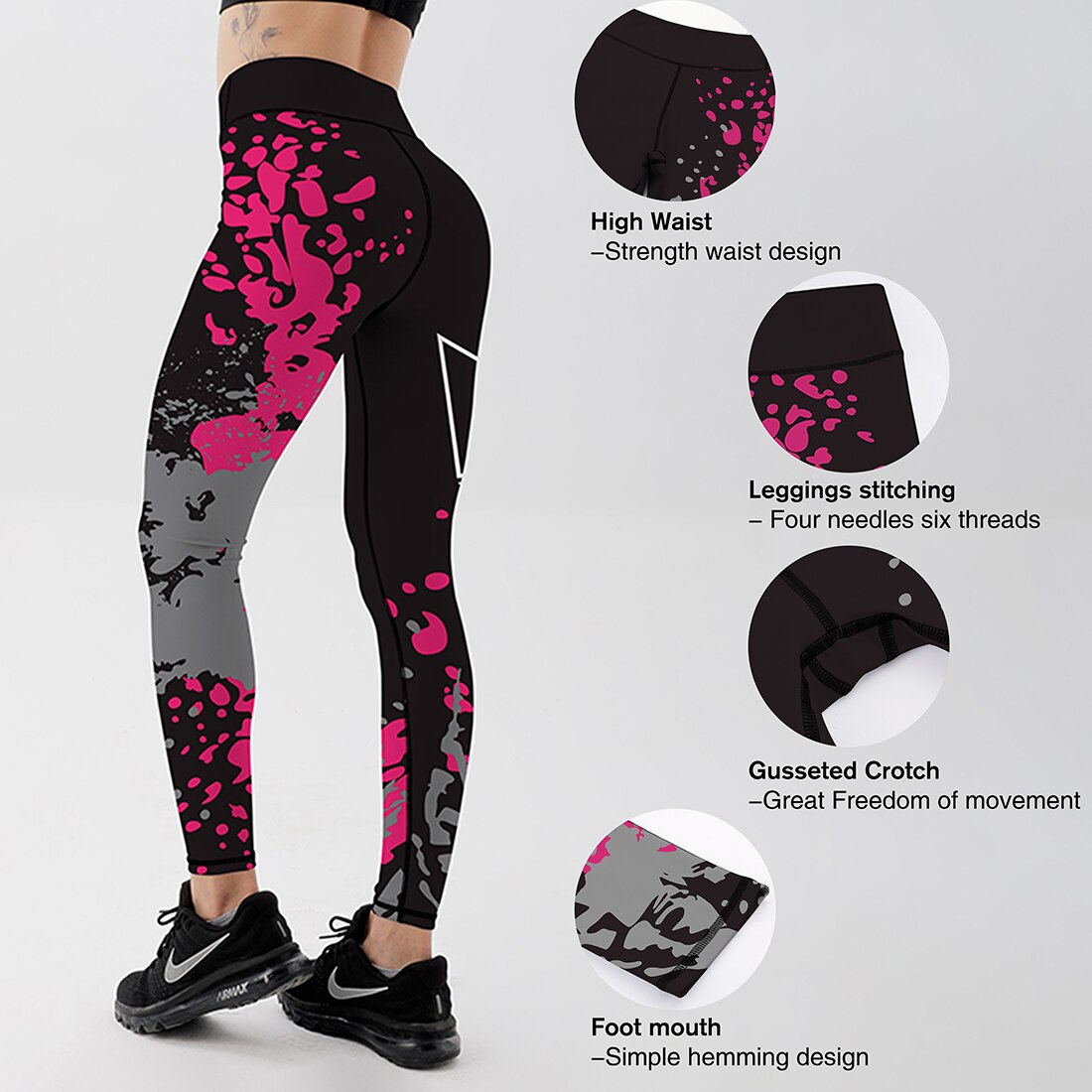 New Fashion Women High Waist Workout Leggings Printed Punk Women's Fitness Stretchy Trousers Casual Slim Pants Leggings 6 Styles