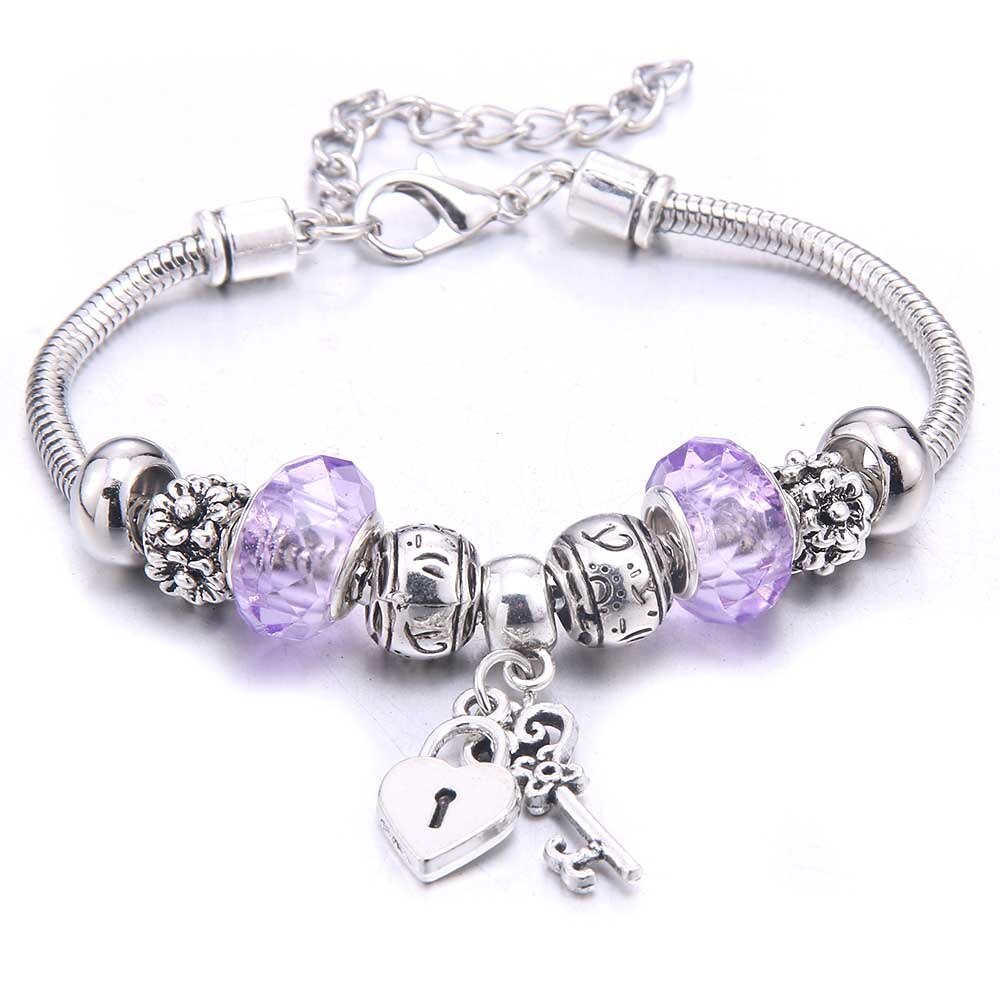 Charm Bracelet & Bangles Jewelry white butterfly Crown Beads Bracelets Brands Bracelets Fit Women Girl Friendship Gift