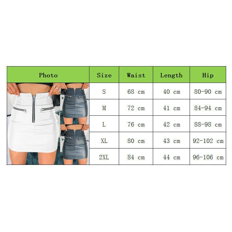 Womens PU Leather Zipper Skirt High Waist Pencil Evening Party Club Wear Fashion Bodycon Short Mini Skirt