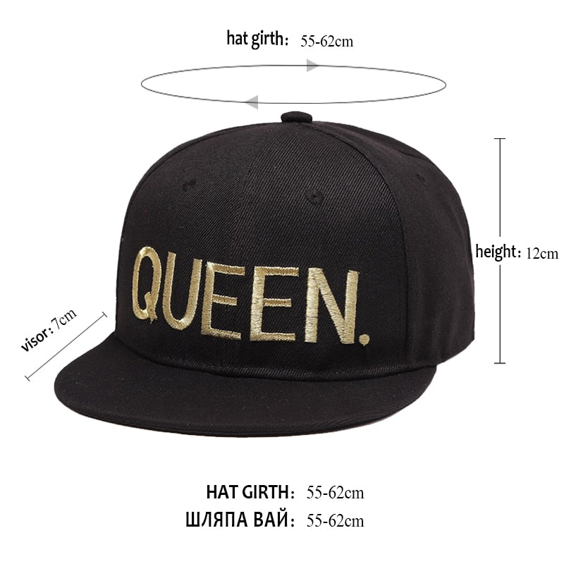 VORON KING QUEEN Gold letters Embroidery Snapback Hats Flat Bill Trucker Hats Acrylic Men Women Gifts for Him Her