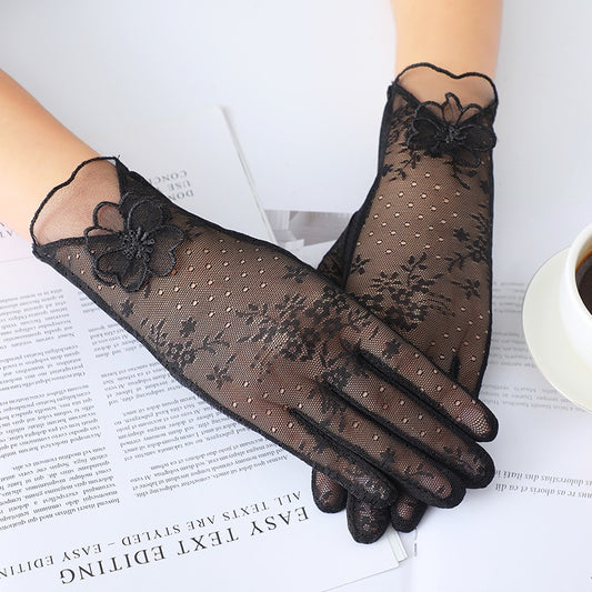 Sunscreen Lace Gloves Women Summer Spring Women Touch Screen Anti Uv Slip Resistant Driving Gloves Breathable Guantes