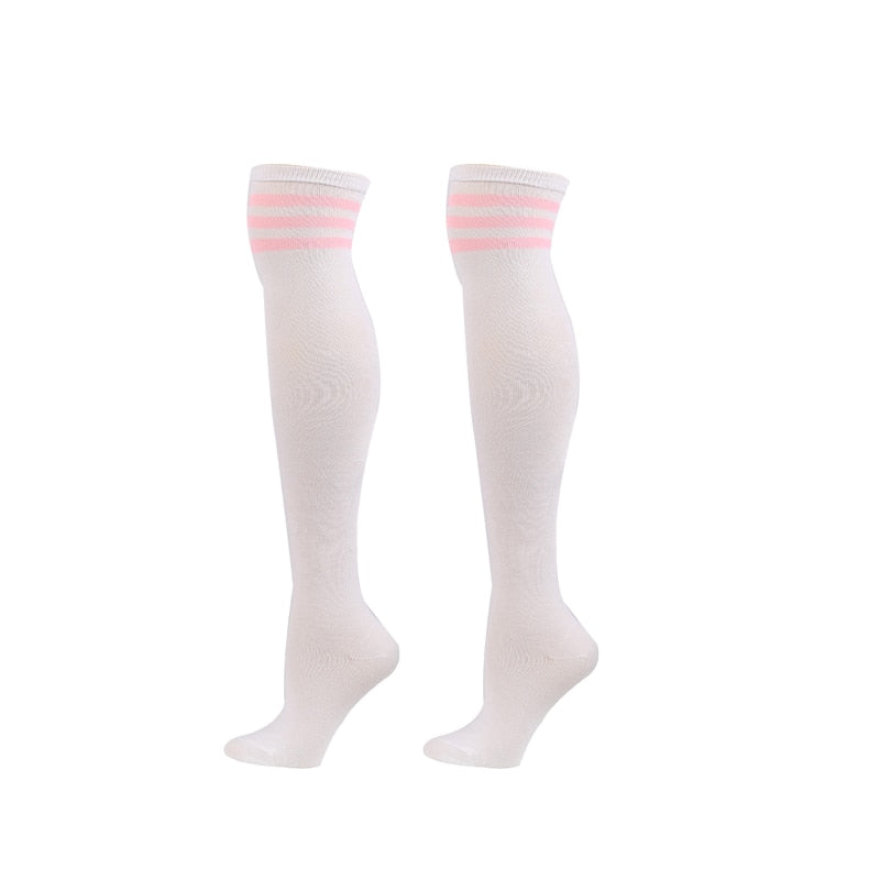 Classic wild stripes Fashion Three Bars Knee Socks Dance Pantyhose Stockings Breathable College style High-Top Women's Socks