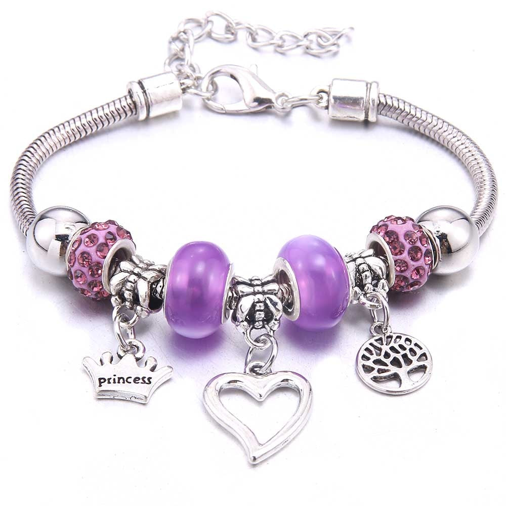 Charm Bracelet & Bangles Jewelry white butterfly Crown Beads Bracelets Brands Bracelets Fit Women Girl Friendship Gift